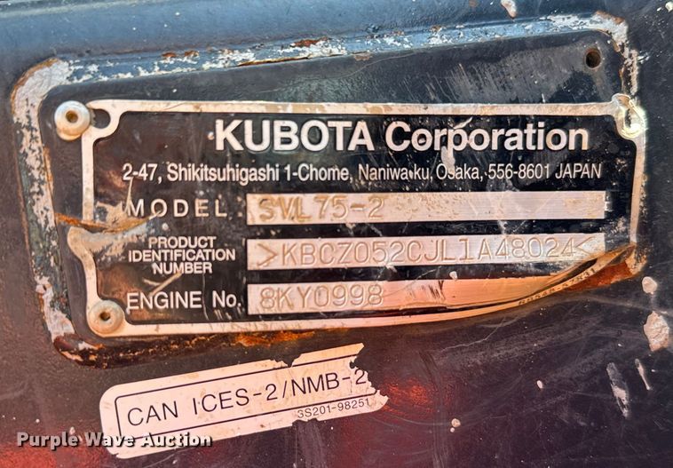 image for item EH3967 2020 Kubota SVL75-2 tracked skid steer loader