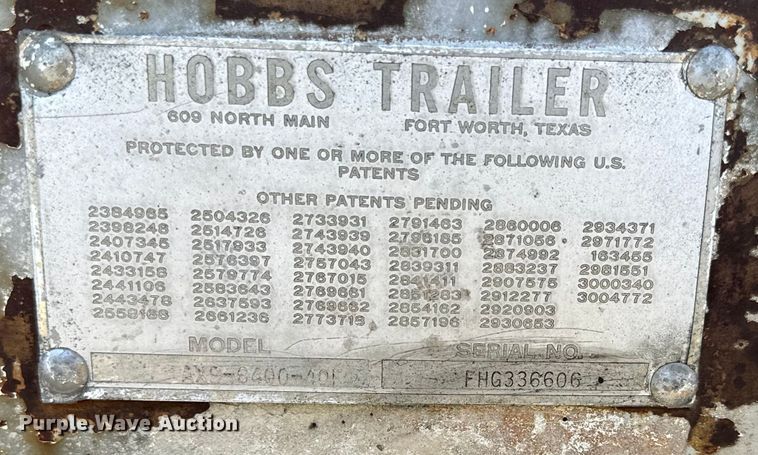 image for item DN3255 1966 Hobbs AX9-6400-401 dry van trailer