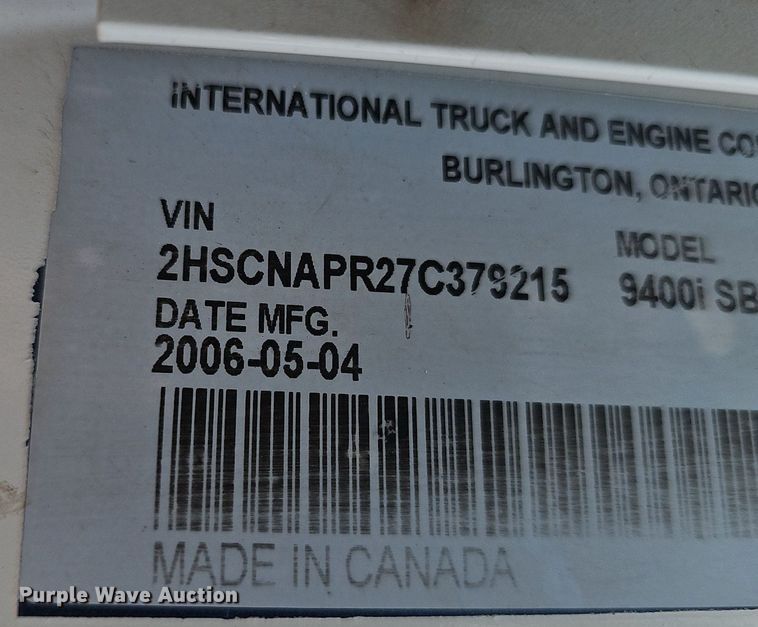 image for item DP6423 2007 International 9400i truck cab and chassis