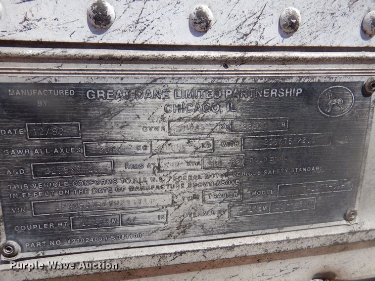 image for item DQ7072 2000 Great Dane dry van trailer