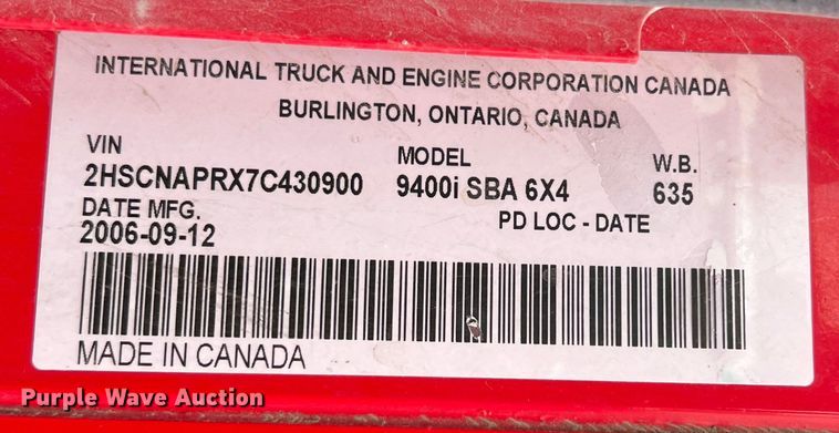 image for item DS3076 2007 International  9400i semi truck
