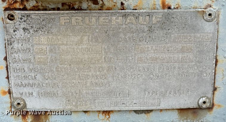 image for item DX0545 1976 Fruehauf FB6-F2-40 dry van trailer