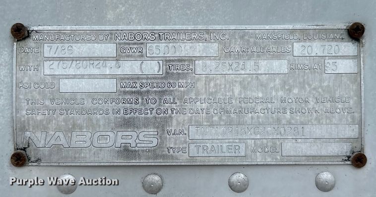 image for item EG1615 1986 Nabors dry van trailer