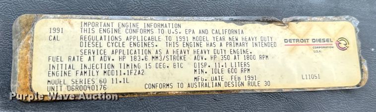 image for item EH3968 1991 White GMC  semi truck