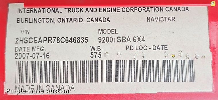 image for item EH5517 2008 International  9200i  semi truck