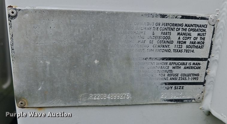 image for item EJ5620 2011 Frieghtliner  M2 refuse truck