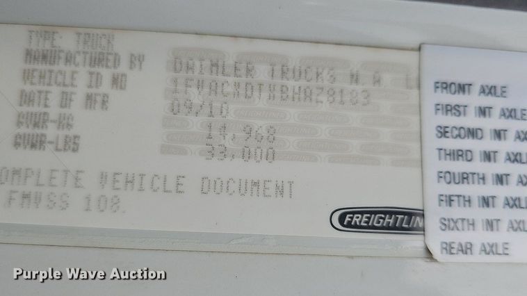 image for item EJ5620 2011 Frieghtliner  M2 refuse truck