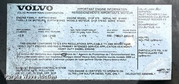 image for item EK4663 2008 Volvo VNM semi truck