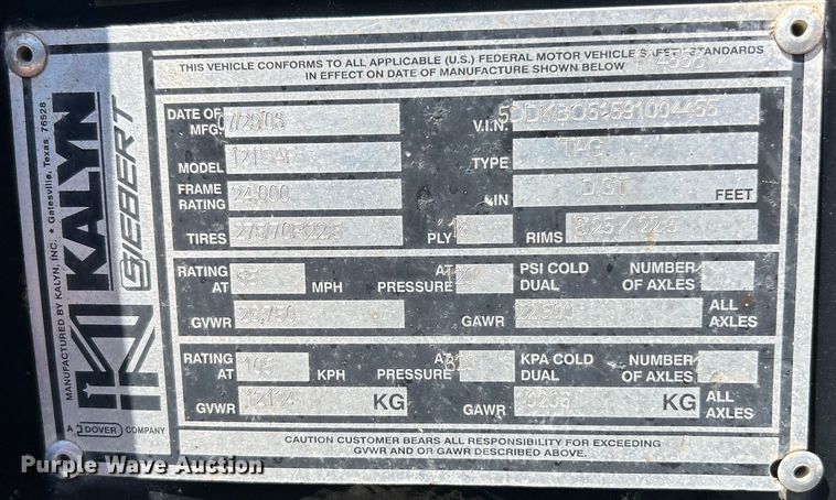 image for item EK4705 2007 Kalyn Siebert KSHRG-3-55T lowboy equipment trailer