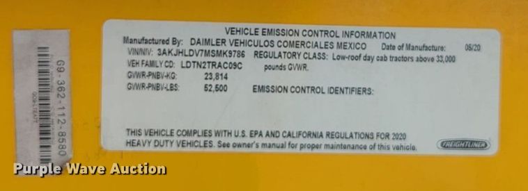 image for item NG9855 2021 Freightliner Cascadia semi truck