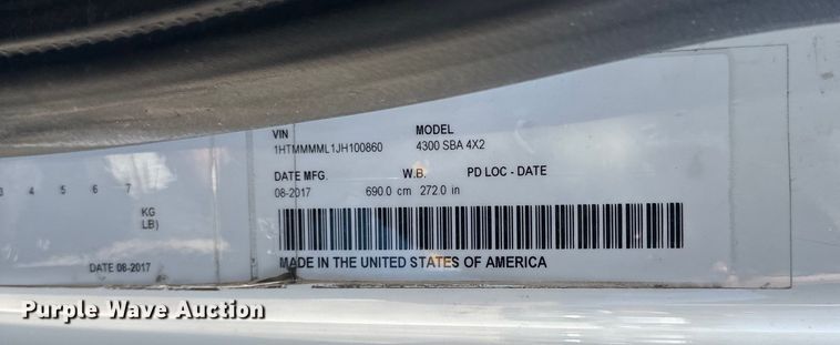 image for item NT9383 2018 International 4300  box truck