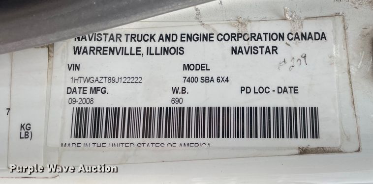 image for item OH9026 2009 International  7400 refuse truck