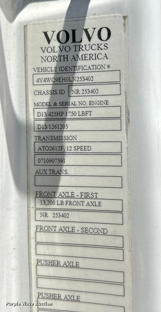 image for item ZA0418 2020 Volvo  VNR semi truck