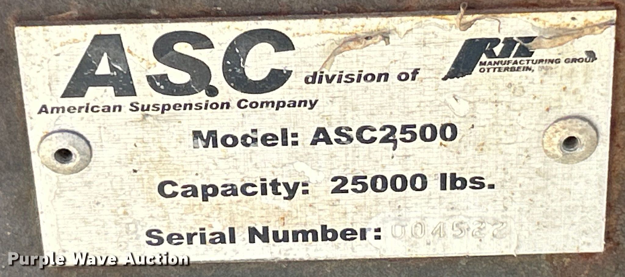 ASC ASC2500 Lift axle in Overland, MO | Item EK4712 sold | Purple Wave