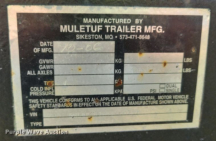 image for item DG0642 2006 Muletuf utility trailer