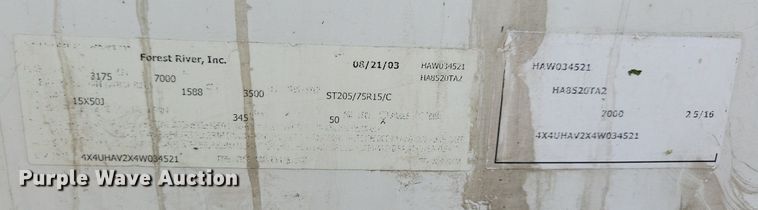 image for item DG0643 2004 Forest River enclosed cargo trailer