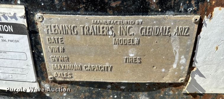 image for item DL4458 1986 Fleming Trailers T312 utility trailer