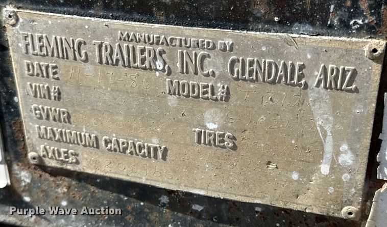 image for item DL4458 1986 Fleming Trailers T312 utility trailer