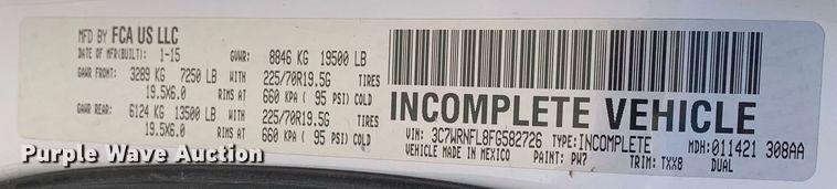 image for item DM7891 2015 Dodge Ram 5500HD Crew Cab flatbed truck