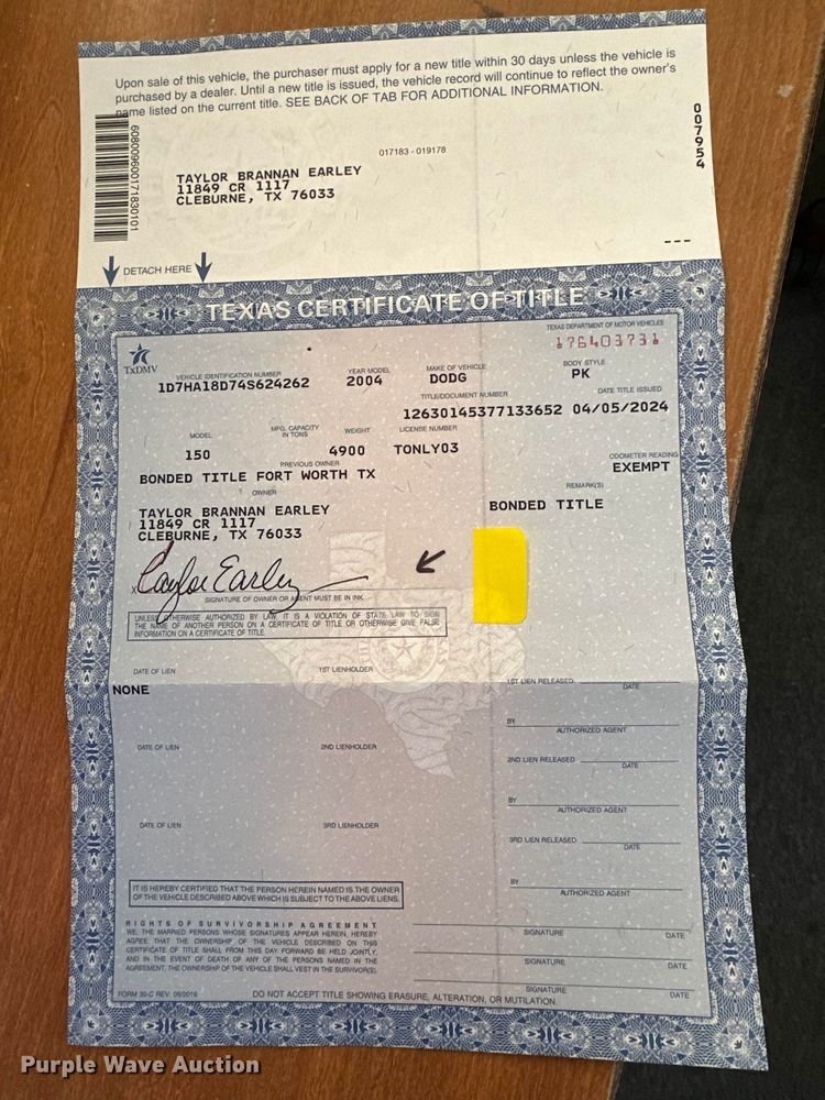 image for item DM7898 2004 Dodge Ram 1500 Quad Cab pickup truck