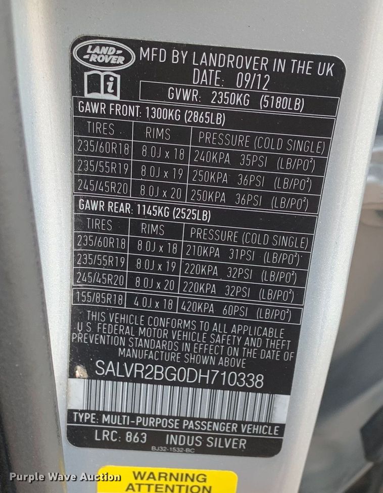 image for item DM7900 2013 Land Rover Ranger Rover Evoque 