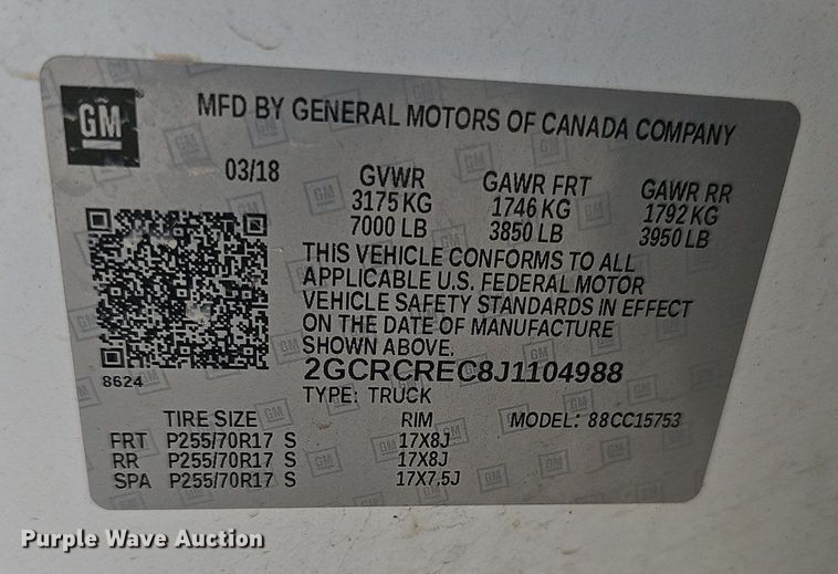 image for item DP6513 2018 Chevrolet Silverado 1500 LT Double Cab pickup truck