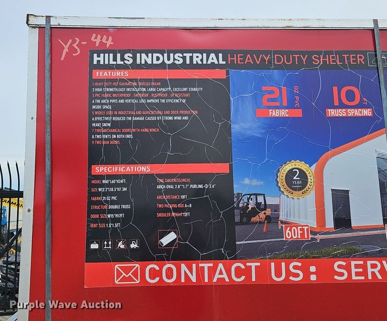 image for item DP6537 2024 Hills Industrial W40*L60*H24FT double truss arch shelter