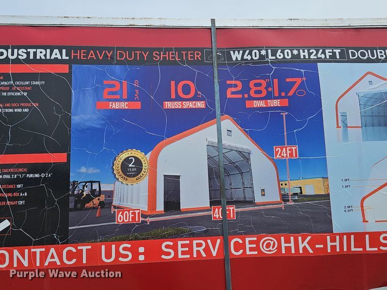 image for item DP6537 2024 Hills Industrial W40*L60*H24FT double truss arch shelter