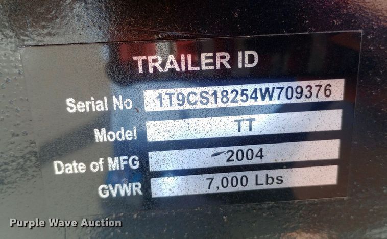 image for item DQ7128 2004 TT Challenger utility trailer