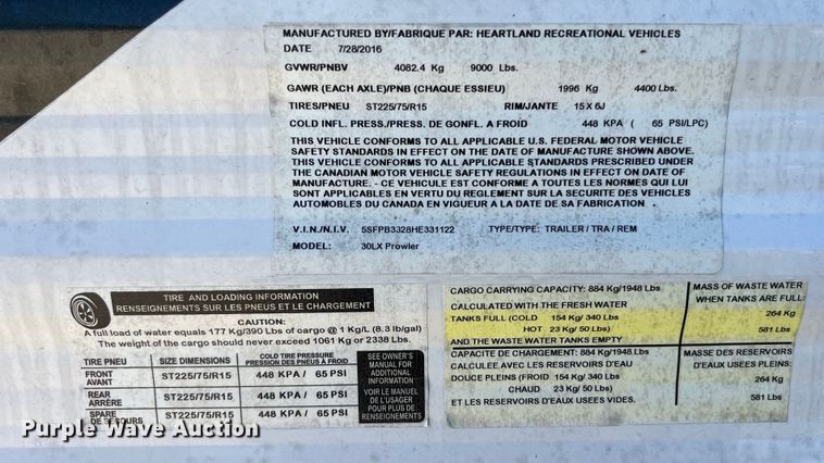 image for item DS2941 2017 Heartland 30LX Prowler camper