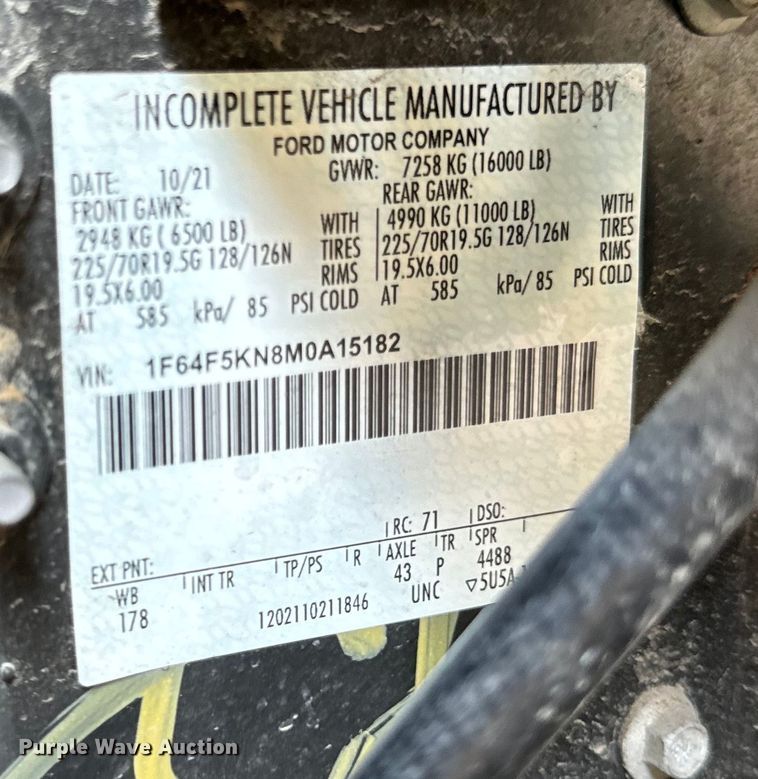 image for item DS5561 2021 Ford  F59 delivery truck