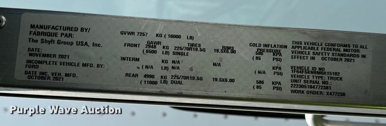 image for item DS5561 2021 Ford  F59 delivery truck