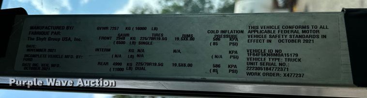 image for item DS5562 2021 Ford  F59 delivery truck