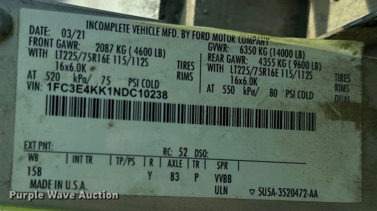 image for item DS5563 2022 Ford  E450 delivery truck