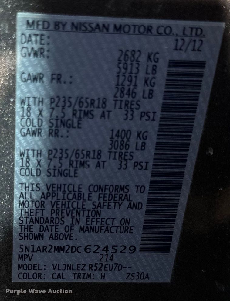 image for item DV5756 2013 Nissan  Pathfinder  SUV