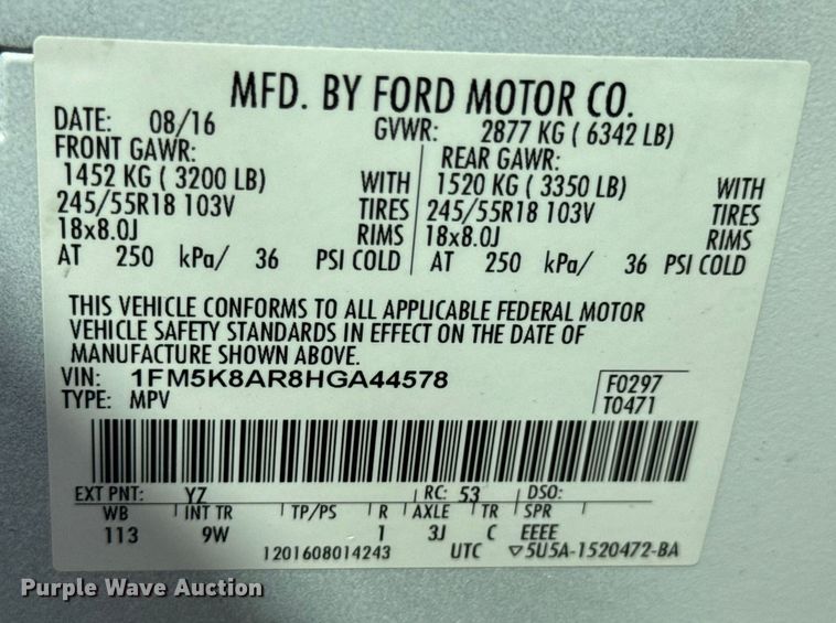 image for item DX0586 2017 Ford Police Interceptor SUV