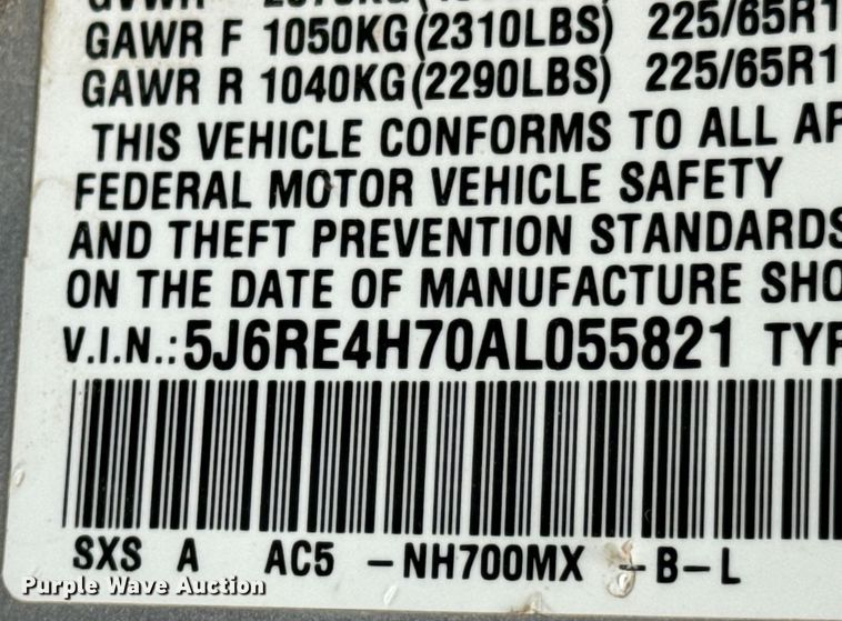 image for item DX0663 2010 Honda CR-V SUV