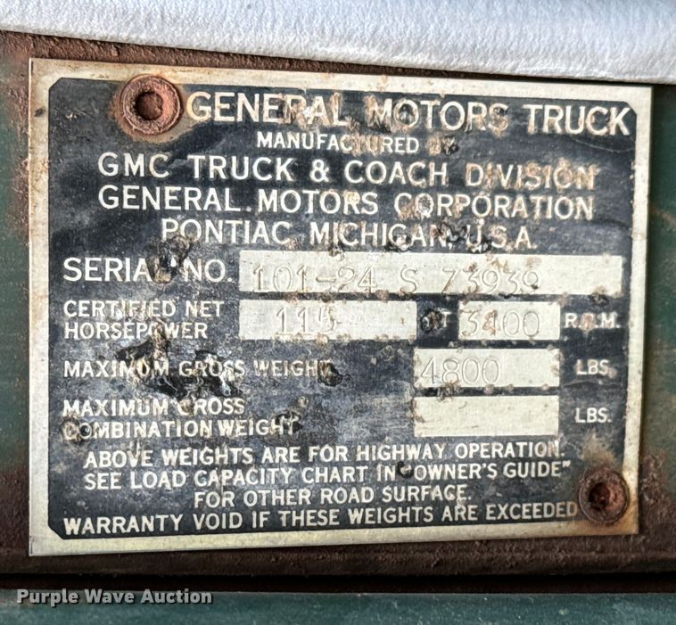 image for item DX0669 1954 GMC 100 pickup truck