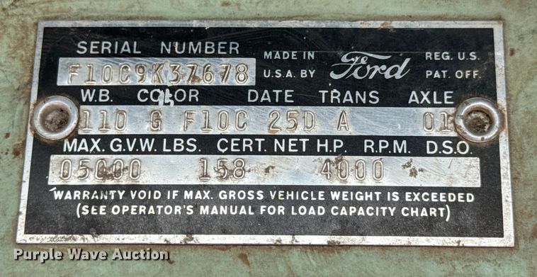 image for item DX0671 1959 Ford F100 pickup truck