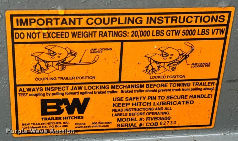 image for item DX0690 (2) B&W Companion fifth wheel hitches