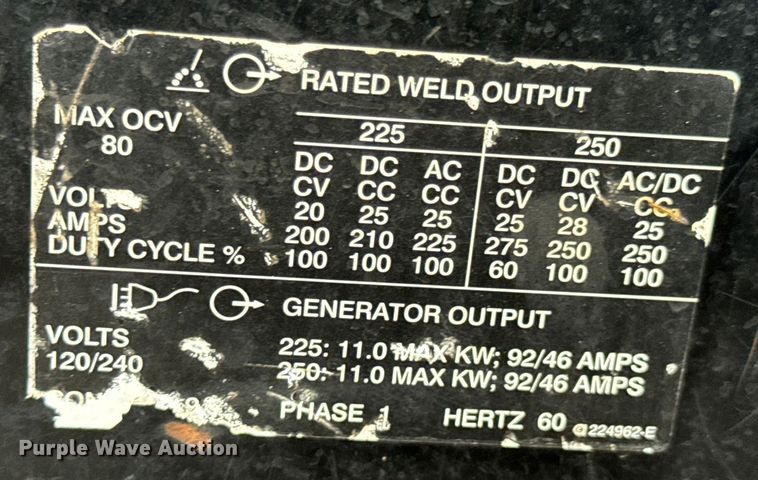 image for item DX0718 Miller Bobcat 225 welder/generator