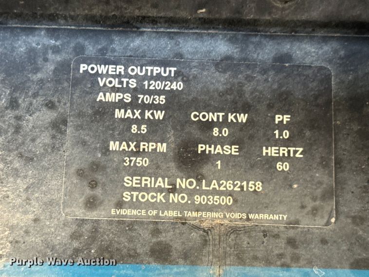 image for item DX0719 Miller Bobcat 225 welder/generator