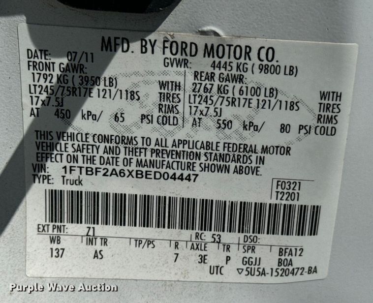 image for item DX0745 2011 Ford F250 pickup truck