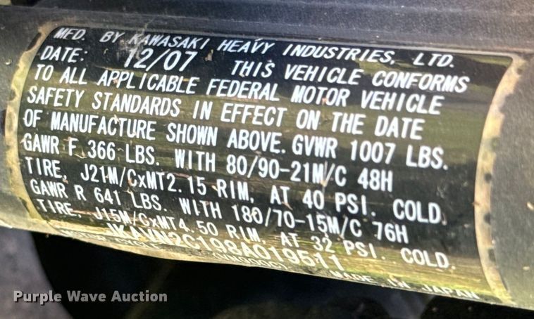 image for item DX0748 2008 Kawasaki Vulcan motorcycle