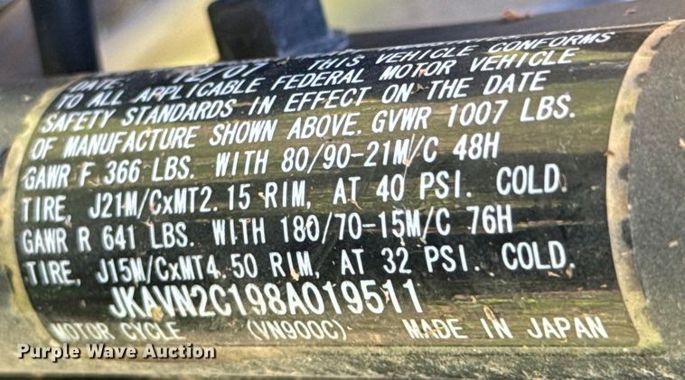 image for item DX0748 2008 Kawasaki Vulcan motorcycle