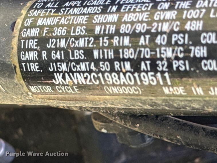 image for item DX0748 2008 Kawasaki Vulcan motorcycle