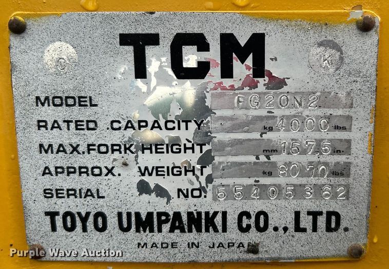 image for item EG0681 1989 TCM FG20N2 forklift