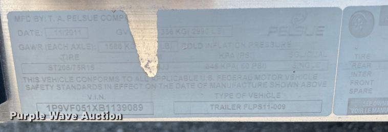 image for item EG0698 2012 Pelsue fiber optic trailer
