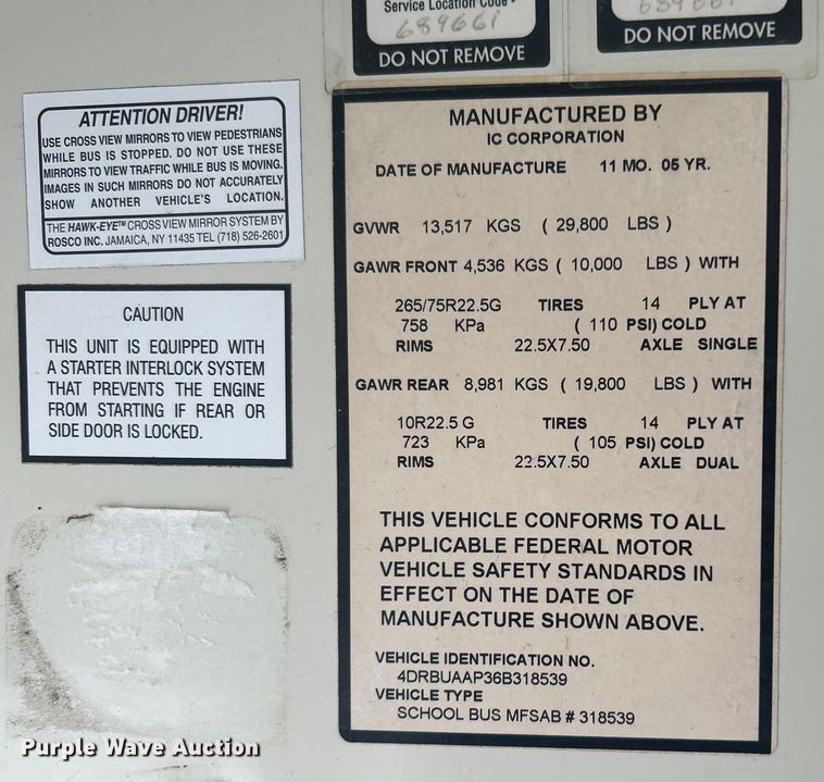 image for item EG1589 2006 International  CE300 school bus