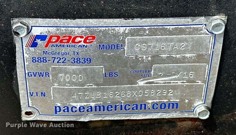 image for item EG1624 2008 Pace  CS716TA2 inspection trailer